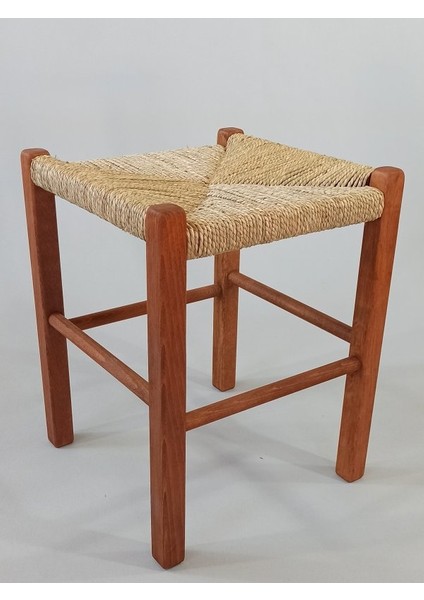 Hasır Örgülü Ahşap Tabure Ceviz 45cm (35cmx35cm)