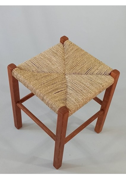 Hasır Örgülü Ahşap Tabure Ceviz 45cm (35cmx35cm)