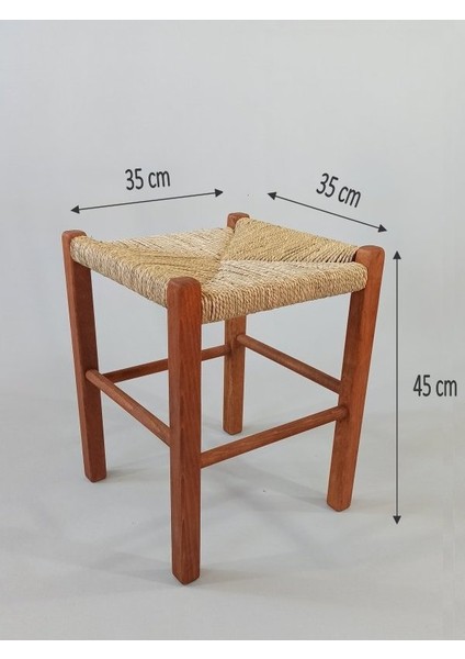 Hasır Örgülü Ahşap Tabure Ceviz 45cm (35cmx35cm)