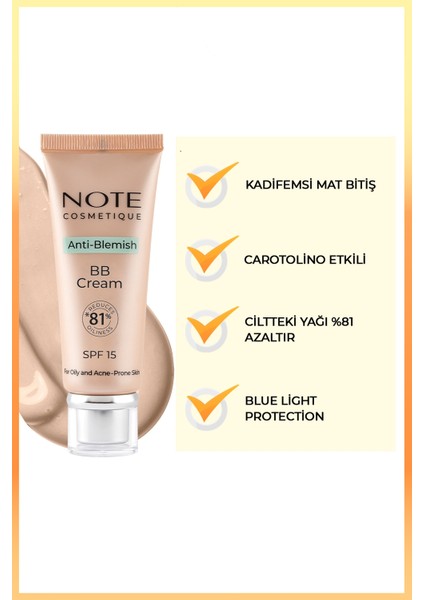 Anti-Blemish BB Cream 02 Akneye Yatkın Ciltler SPF 15 BB Krem