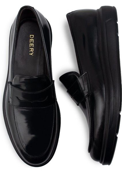 Hakiki Deri Siyah Comfort Erkek Loafer fırsatları
