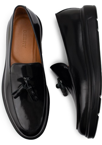 Hakiki Deri Siyah Comfort Püsküllü Erkek Loafer fırsatları