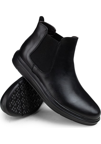 Hakiki Deri Siyah Comfort Chelsea Erkek Bot modelleri