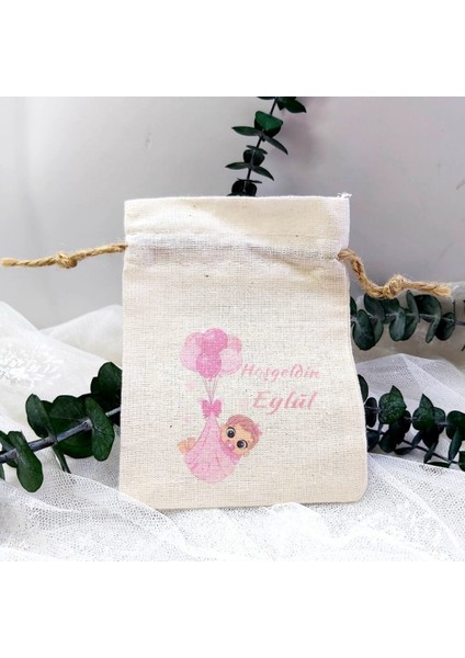 30 Adet Balonlu Bebek Baskılı Kese 9X13 cm Yenidoğan Lik