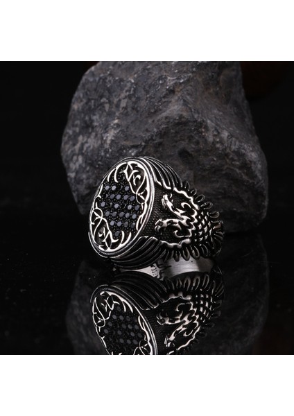 Kartal Motifli Mini Zirkon Taşlı 925 Ayar Gümüş Yüzük fiyatları