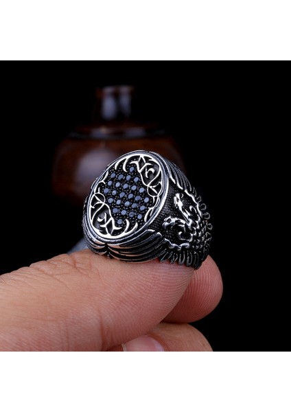 Kartal Motifli Mini Zirkon Taşlı 925 Ayar Gümüş Yüzük fırsatları