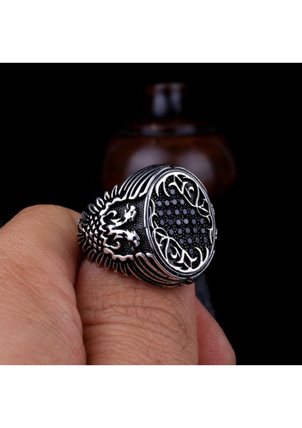 Kartal Motifli Mini Zirkon Taşlı 925 Ayar Gümüş Yüzük indirimleri