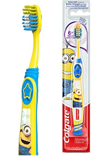 Minions 6+ Yaş Vakumlu Yapışkan Sap Ekstra Yumuşak Çocuk Diş Fırçası