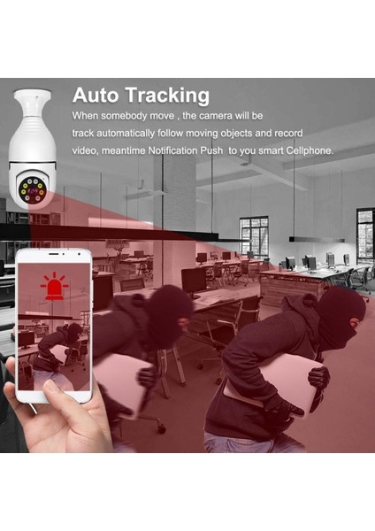 Wifi 360 Panoramik Ampul Kamera Gece Görüş Ses Akıllı Hareket Algılayıcı