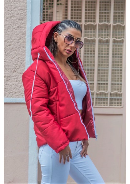 Kadın Bordo Su Geçirmez Kapüşonlu Şişme Mont fiyatları