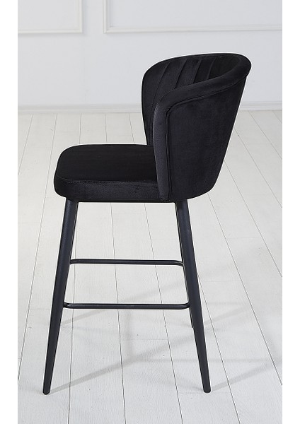 2 Adet Strip 75 cm Ada Mutfak ve Bar Sandalyesi - Bar Taburesi - Babyface Kumaş - Metal Ayak