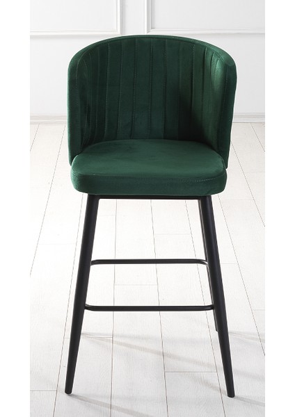 2 Adet Strip 75 cm Ada Mutfak ve Bar Sandalyesi - Bar Taburesi - Babyface Kumaş - Metal Ayak