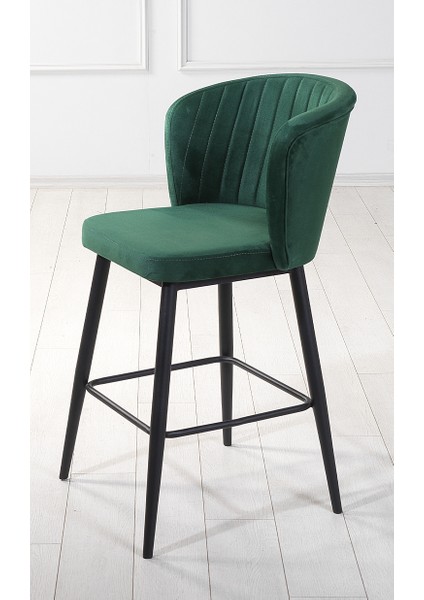 2 Adet Strip 75 cm Ada Mutfak ve Bar Sandalyesi - Bar Taburesi - Babyface Kumaş - Metal Ayak