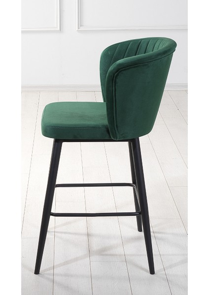 2 Adet Strip 75 cm Ada Mutfak ve Bar Sandalyesi - Bar Taburesi - Babyface Kumaş - Metal Ayak
