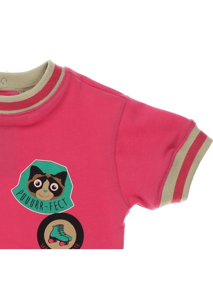 Kız Bebek Yuvarlak Yakalı Baskı Detaylı T-Shirt modelleri