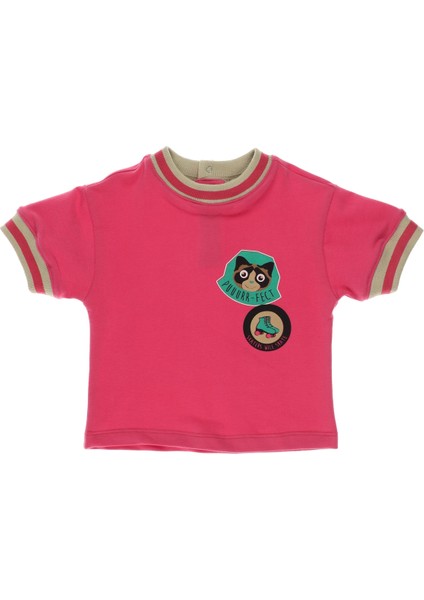 Kız Bebek Yuvarlak Yakalı Baskı Detaylı T-Shirt