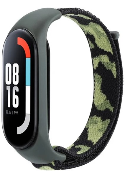Xiaomi Mi Band 7 Kordon Kamuflaj Desenli Hasırlı Kumaş Cırt Cırt