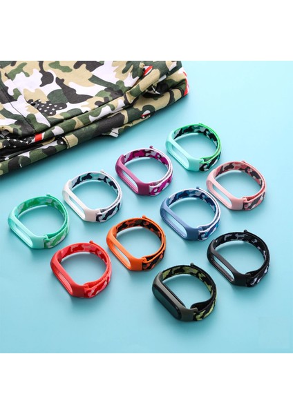 Xiaomi Mi Band 7 Kordon Kamuflaj Desenli Hasırlı Kumaş Cırt Cırt