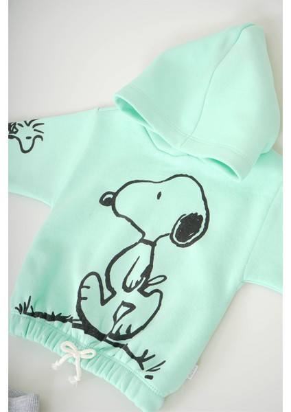 Yeni Sezon Snoopy Kapşonlu Kız Çocuk 3ip Eşofman Takımı modelleri
