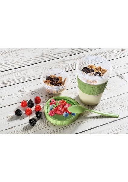 600ML Kaşıklı Diyet Bardağı Taşınabilir Yemek Saklama Yoğurt Kabı