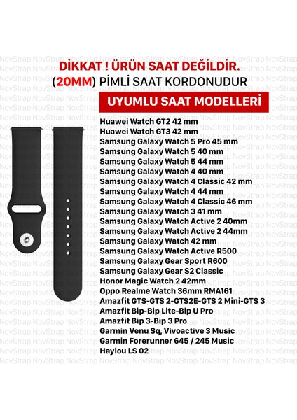 Samsung Galaxy Watch 5 Pro 45MM / Watch 5 40-44MM Uyumlu Kordon (20 Mm) Silikon Kayış modelleri