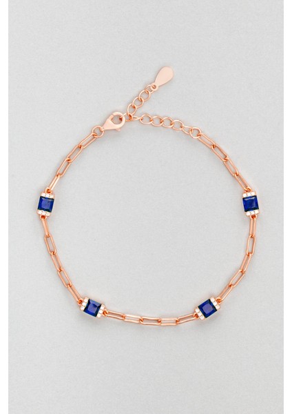So CHIC Renkli Taşlı 18 Ayar Rose Altın Kaplama Gümüş 19 cm Bileklik