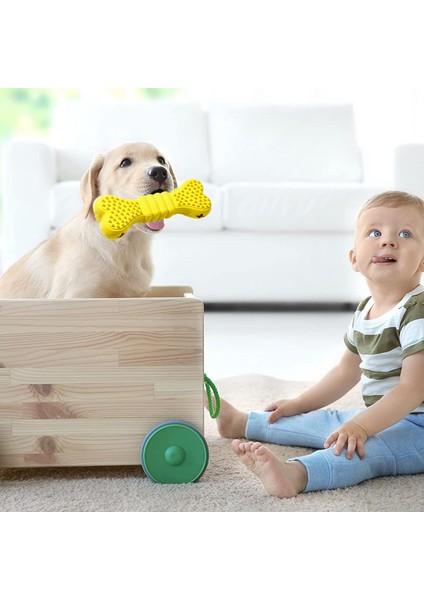 Doğa Kauçuk Dişler Köpek Kemik Oyuncağı - Sarı (Yurt Dışından)