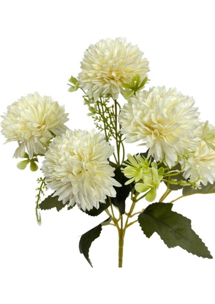 Yapay Çiçek Krizantem Kartopu Beyaz 5 Kafalı Demet Cipsolu fiyatları