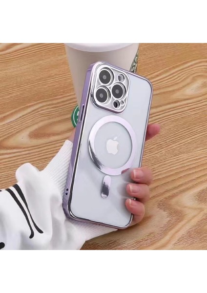 Apple iPhone 13 Pro Max Uyumlu Kılıf Magsafe Manyetik Halka Yumuşak Esnek Lazer Kesim Lüks
