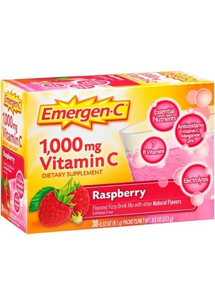 1000 Mg Vitamin C Raspberry 30 Packets 273 G