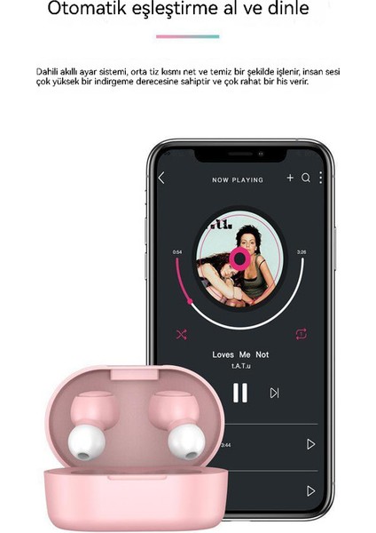 Kablosuz Bluetooth Kulaklık - Pembe (Yurt Dışından)