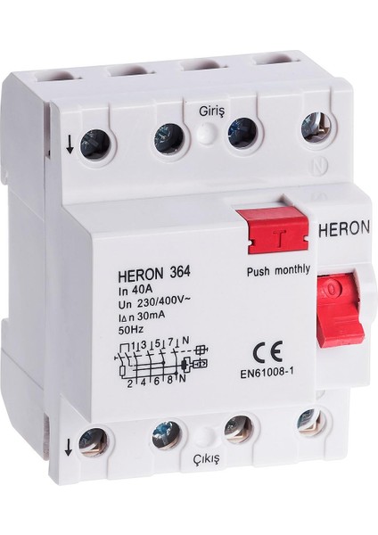 Heron 4 x 40a 300ma 2 Kutuplu Kaçak Akım Rölesi