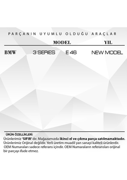 DNC Auto Part Shop Bmw 3 Serisi E46 Için Cam Düğmesi Tamir Kapağı (Bmw Yeni Model)