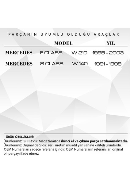 DNC Auto Part Shop Mercedes E Class W210,S Class W140 Için Yan Ayna Ayar Düğmesi