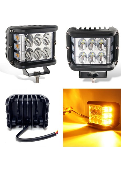 Off Road LED Lamba Delici Yayıcı Beyaz Turuncu Flaşlı Kare Sis Farı Projektör 45W 12 LED Metal Arazi Çalışma Lambası 1 Adet modelleri