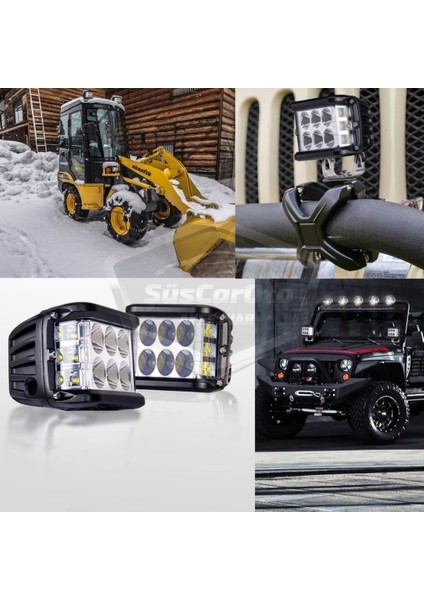 Off Road LED Lamba Delici Yayıcı Beyaz Turuncu Flaşlı Kare Sis Farı Projektör 45W 12 LED Metal Arazi Çalışma Lambası 1 Adet fırsatları