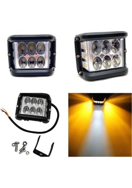 Off Road LED Lamba Delici Yayıcı Beyaz Turuncu Flaşlı Kare Sis Farı Projektör 45W 12 LED Metal Arazi Çalışma Lambası 1 Adet indirimleri