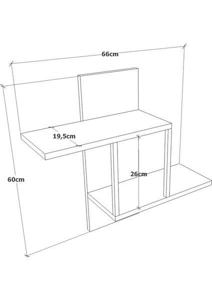 Metal Detaylı Ahşap Geometrik Duvar Rafı