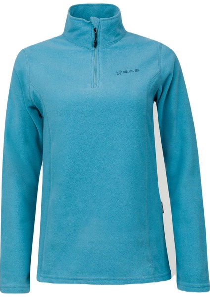 Pinna Yarım Fermuarlı Kadın Polar Sweatshirt Açık Mavi