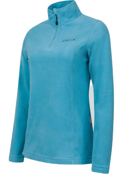 Pinna Yarım Fermuarlı Kadın Polar Sweatshirt Açık Mavi