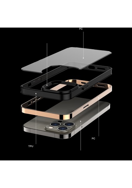 Için 3'ü Elektrolize Edilmiş Çerçeve Telefon Kılıfı - Gri (Yurt Dışından)