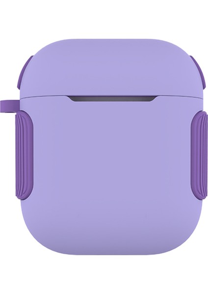 2 Arada 1 Mat Doku Kontrast Renk Pc Tpu Airpods 2/1 Için Kulaklık Kasası (Lavanta)