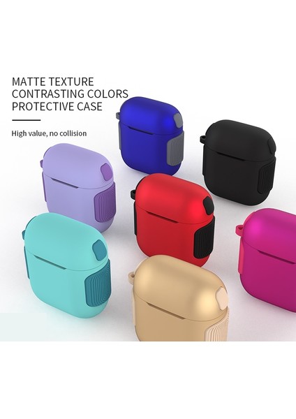2 Arada 1 Mat Doku Kontrast Renk Pc Tpu Airpods 2/1 Için Kulaklık Kasası (Lavanta)