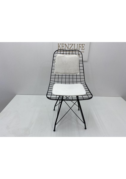 Knsz kafes tel sandalyesi 1 li mazlum syhbeyaz kumaş sırtminderli ofis cafe bahçe mutfak