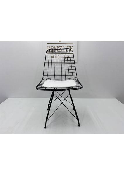 Knsz kafes tel sandalyesi 1 li mazlum syhbeyaz kumaş ofis cafe bahçe mutfak