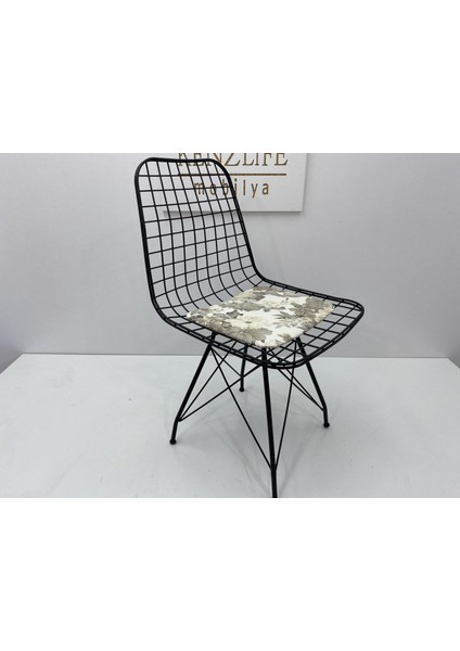Knsz kafes tel sandalyesi 1 li mazlum syhçiçek gri kumaş ofis cafe bahçe mutfak fiyatları