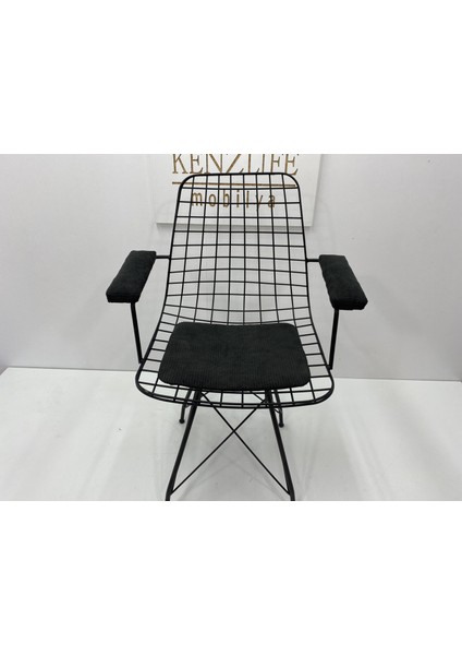 Knsz kafes tel sandalyesi 1 li mazlum syhsiyah çizgili kumaş kolçaklı ofis cafe bahçe mutfak