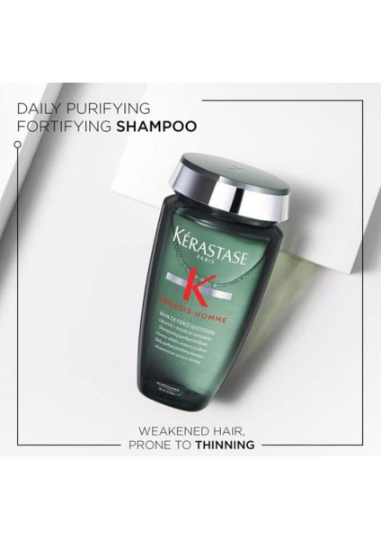 Genesis Homme Bain De Force Quotidien For Weak Hair Stregthening Shampoo For Men 250ml fiyatları