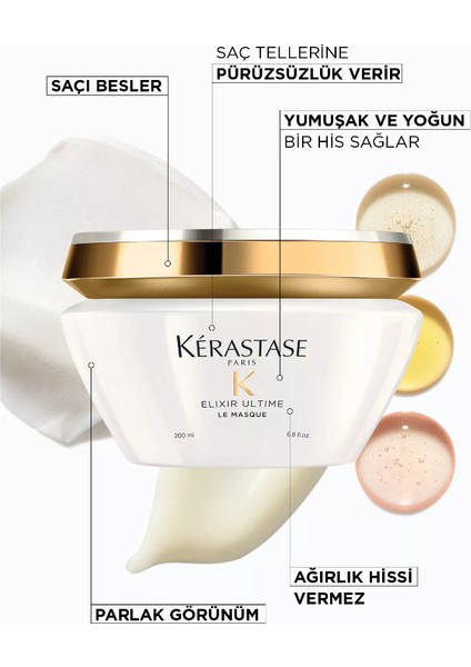 Elixir Ultime Le Masque Matlaşmış Saçlar Için Parlaklık Verici Saç Maskesi 200 Ml