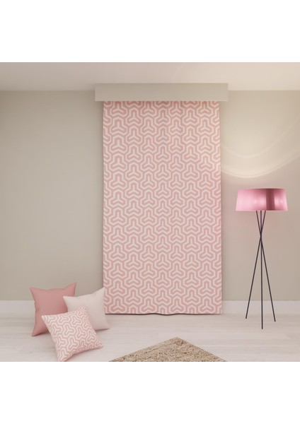Paredora Pembe Geometrik Tek Kanat Fon Perde